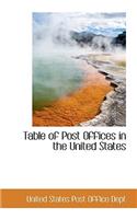 Table of Post Offices in the United States