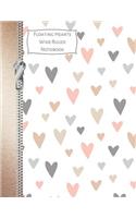 Floating Hearts Wide Ruled Notebook: Pastel Heart Pattern College Ruled Composition Writing Notebook