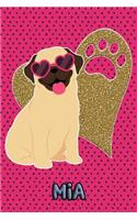 Pug Life Mia: College Ruled Composition Book Diary Lined Journal Green