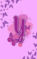 Y: Letter Y Monogram Purple & Pink Butterfly Notebook & Journal