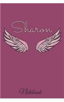 Sharon Notebook: A beautiful personalized angel wings soft cover notebook with 100 lined pages in 6x9 inch format. Personal Diary Personalized Journal Customized Jou