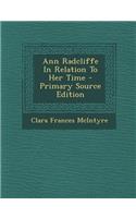 Ann Radcliffe in Relation to Her Time