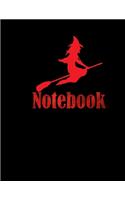 Notebook Red Witch - Large (8.5 x 11 inches) - 120 Pages- Black Cover