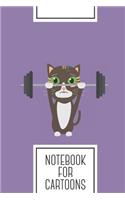 Notebook for Cartoons: Lined Journal with Fitness cat weight lifting Design - Cool Gift for a friend or family who loves animal presents! - 6x9" - 180 White lined pages - 