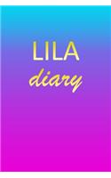 Lila: Journal Diary - Personalized First Name Personal Writing - Letter L Blue Purple Pink Gold Effect Cover - Daily Diaries for Journalists & Writers - J