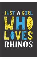 Just A Girl Who Loves Rhinos: Funny Rhinos Lovers Girl Women Gifts Lined Journal Notebook 6x9 120 Pages