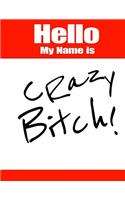 Hello My Name Is Crazy Bitch!: Funny Phrase Book with Lined Pages That Can Be Used as a Journal or Notebook