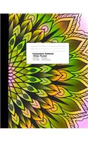 Wide Ruled Composition Notebook 7.44 X 9.59 Inches 100 Sheets / 200 Pages: Emerald Green Ombre Mandala