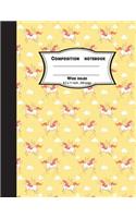 Composition notebook wide ruled 8.5 x 11 inch 200 page, orange unicorn pattern: Large composition book journal for school student/teacher/office