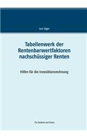 Tabellenwerk der Rentenbarwertfaktoren nachschüssiger Renten