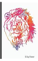 90 Day Planner: Undated Personal Organizer-Watercolor Lion Design