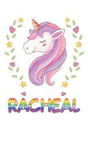 Racheal: Racheal Notebook Journal 6x9 Personalized Gift For Racheal Unicorn Rainbow Colors Lined Paper