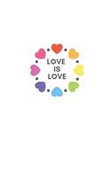 Love is Love: Notebook / Simple Blank Lined Writing Journal / LGBT / Gay Pride / Lesbian / Transgender / Bisexual Rights / Rainbow Flag / Notepad / Memo / Thought