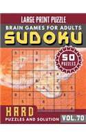 Hard Sudoku Puzzles and Solution: suduko lover - Sudoku Hard difficulty for Senior, mom, dad Large Print ( Sudoku Brain Games Puzzles Book Large Print Vol.70 )