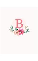 B: 110 Dot-Grid Pages Monogram Journal and Notebook with a Classic Light Pink Background of Vintage Floral Roses in a Watercolor Design Personalized In