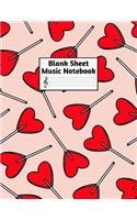 Blank Sheet Music Notebook: Easy Blank Staff Manuscript Book Large 8.5 X 11 Inches Musician Paper Wide 12 Staves Per Page for Piano, Flute, Violin, Guitar, Trumpet, Drums, Cell
