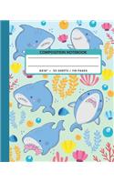 Composition Notebook: Baby Shark Fish Animals Exercise Book Journal, Back To School Gifts For Teens Girls Boys Kids Friends Students 8x10" 110 Pages