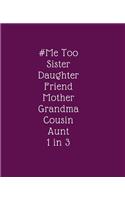 # Me Too. Sister. Daughter. Friend. Mother. Grandma. Cousin. Aunt. 1 in 3