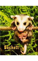 Beckett: Cute Possum Themed Book Personalized with Name Including 105 Lined Pages That Can Be Used as a Journal or Notebook to Write in