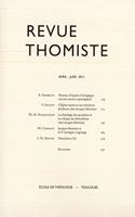 Revue Thomiste - 2/2011: (Revue Thomiste)