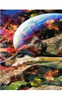 Abstract Wolves Notebook: College Ruled (medium)100 sheets/200 Pages Softcover Notes Journal Diary 7.44 X 9.69