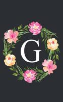 G: Floral Monogram Initial Letter G Composition Notebook Journal for Girls and Women (Monogrammed Notebook)