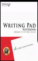 Writing Pad Notebook: Red Cover, Lined Writing Notebook Pad, Essential for Home, Office & School