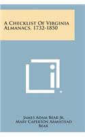 Checklist of Virginia Almanacs, 1732-1850