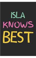 Isla Knows Best: Lined Journal, 120 Pages, 6 x 9, Isla Personalized Name Notebook Gift Idea, Black Matte Finish (Isla Knows Best Journal)