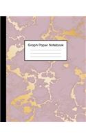 Graph Paper Notebook: Beautiful Purple Marble and Rose Gold - 7.5 x 9.25 inches - 5 x 5 Squares per inch, Quad Ruled - Cute Graph Paper Composition Notebook for Children,