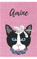 Amine Katzen Notizbuch / Malbuch / Tagebuch / Journal / DIN A5 / Geschenk: Individuelles personalisiertes blanko Mädchen & Frauen Namen Notizbuch, blanko DIN A5 Seiten. Ideal als Uni ... Weihnachts & Geburtstags Geschenk fü