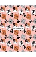 Notebook: Cute cat on pink cover and Lined pages, Extra large (8.5 x 11) inches, 110 pages, White paper(1 Cute Cat on Pink Notebook)