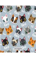 sketchbook: Cute cats on grey cover (8.5 x 11) inches 110 pages, Blank Unlined Paper for Sketching, Drawing, Whiting, Journaling & Doodling(4 Cute Cats on Grey Sketchbook)