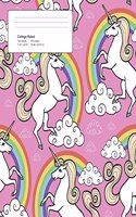 Unicorn Pink Pattern Composition College Ruled Book (7.44 x 9.69) 200 pages V1