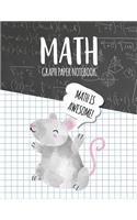 Math Graph Paper Notebook: Blank Graph Note Book Pages - White Mouse Black Chalkboard(355 4x4 Graph Composition Notebook for Kids)