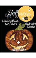 Halloween Adult Coloring Black Background: Midnight Edition Coloring Book
