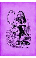 Alice in Wonderland Vintage Bullet Dot Grid Journal - Alice and The Flamingo (Purple)
