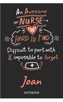 Joan - Notebook: Blank Personalized Customized Name Registered Nurse Notebook Journal Wide Ruled for Women. Nurse Quote Accessories / School Supplies / Graduation, R