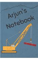 Arjun's Notebook: Construction Equipment Crane Cover 6x9 100 Pages Personalized Journal Drawing Notebook