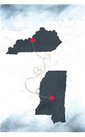 Kentucky & Mississippi: Long Distance Out of State Notebook - Blank Lines