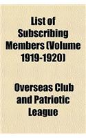 List of Subscribing Members (Volume 1919-1920)