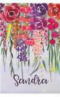 Sandra: Personalized Lined Journal - Colorful Floral Waterfall (Customized Name Gifts)