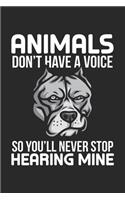 Animals don't have a voice So You'll never stop hearing mine