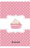 Journal: Pink Polka Dot Cupcake, Journal Notebook, 100 Lined Pages for Daily Writing (6" X 9")