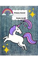 Primary Journal Grades k-2: Unicorn primary journal top half blank composition book
