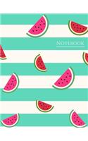 Notebook: Large Blank Notebook (Sketching, Doodling, Drawing) Watermelons Green Stripes