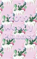 2019 Weekly Planner: At a Glance Compact with Llama Couple Pink Design