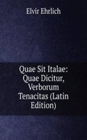 Quae Sit Italae: Quae Dicitur, Verborum Tenacitas (Latin Edition)