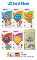 Kinder Series UKG Books for Kids CBSE - ALL IN ONE BOOK SET - English Alphabets, English Writing, Maths, GK, Colouring 4-6 years [276 pages] + Books Pouch