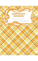 Composition Notebook: A 8.5x11 Inch Matte Softcover Paperback Notebook Graph Paper Journal - 120 pages 5x5 Grids -Geometric Pattern Yellow Orange Diagonal Plaid
